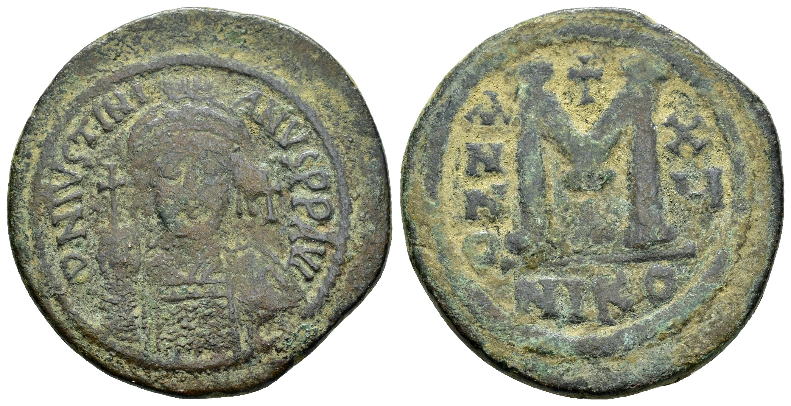 JUSTINIAN I.(527-565).Nicomedia.Follis. | Byzantine Coins