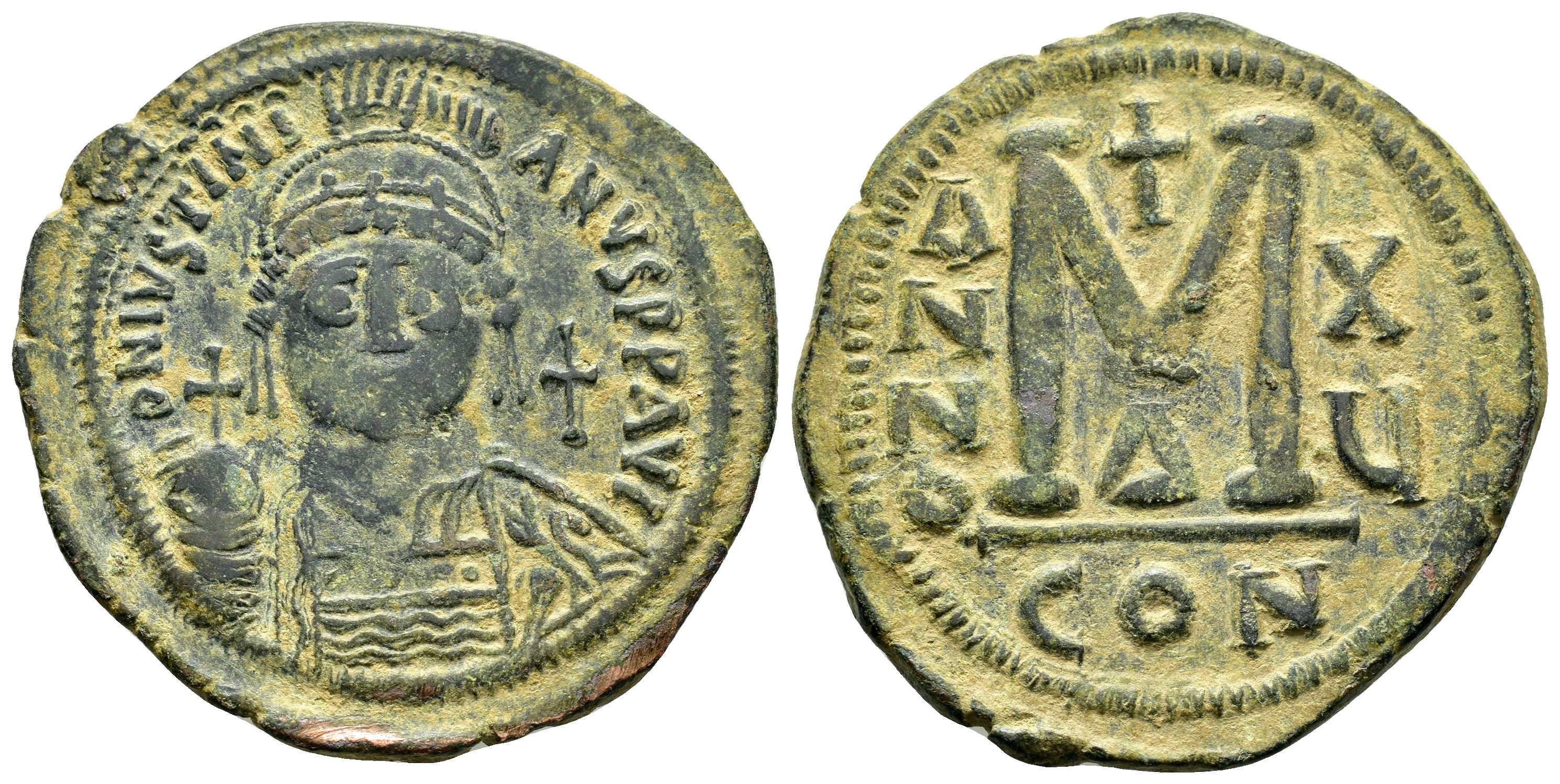 JUSTINIAN I.(527-565).Constantinople.Follis. | Byzantine Coins