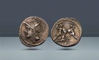 Ancient Coins - Roman Republic, Italy. Q. Minucius M.f. Thermus, Rome, c. 103 BC, AR Denarius, 4.00 g (20mm, 8h).