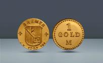 World Coins - GERMANY, Bremer Stadtwappen. Dies by Josef Wild, Nürnberg, 1925, AV 1 Goldmark. ATTEMPT TO RE-INTRODUCE THE GOLD STANDARD