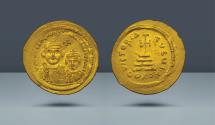 Ancient Coins - Heraclius, with Heraclius Constantine. 610-641 AD. Constantinople, c. 613-616 AD. AV Solidus
