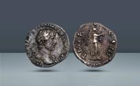 Ancient Coins - Roman Empire, Italy. Hadrian, 117–138 AD. Rome, c. 120-121 AD, AR Quinarius. From the collection of Carl Subak. Privately purchased from Spink in Jan 1977.