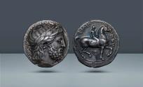 Ancient Coins - Kingdom of Macedon, Pella. Philip II (Posthumous), 359 – 336 BC, c. 341-336 BC, AR Tetradrachm, 14.16g (25mm, 11h). Ex M&M 90, 2000, 237. From the collection of the Money Museum