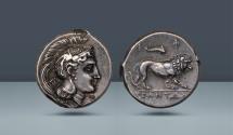 Ancient Coins - LUCANIA, Velia. c. 300-280 BC. AR Didrachm or Nomos. From the collection of Regierungsrat Dr. iur. Hans Krähenbühl. Ex Hess-Leu 49, 27-28 April 1971, lot 30