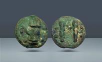 Ancient Coins - Italy, Umbria, Tuder, c. 220-200 BC , Cast AE Triens - From the collection of Major Anthony F. Milavic, USMC (Ret.), acquired from Victor England in February 1989.