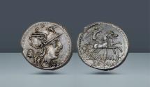 Ancient Coins - ROMAN REPUBLIC. M. Marcius. Rome, c. 134 BC. AR Denarius. Ex Peus Nachf. 419, Frankfurt am Main 2017, lot137. Ex Spink Numismatic Circular LXXXII, No. 10, London 1974, lot 8136