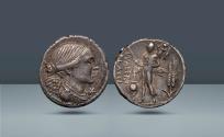 Ancient Coins - Roman Republic, Italy. L. Valerius Flaccus, Rome, c. 108-107 BC, AR Denarius, 3.98g (18mm, 2h). Pedigree: Ex Coin Galleries MBS, 10 Nov. 1987, Lot 233.