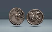 Ancient Coins - SICILY, Gela. c. 490-480/75 BC , AR Didrachm. Ex Hirsch Auktion 32, 15 November 1912, lot 46.