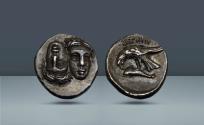 Ancient Coins - Thrace, Moesia. Istros, c. 4th cen BC, AR Drachm, 5.71g (19mm, 1h).