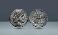 Ancient Coins - Roman Republic, Italy. Anonymous, Capua, c. late 217 BC, AR Didrachm or Quadrigatus, 6.66g (22.48mm, 6h).