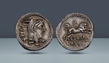 Ancient Coins - Roman Republic, Italy. L. Thorius Balbus, Rome, c. 105 BC, AR Denarius, 3.91g (20mm, 12h). CNG 85, Lancaster 2010, lot 787.