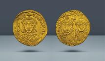 Ancient Coins - Constantine V Copronymus, with Leo IV and Leo III. 741-775 AD. Constantinople. AV Solidus. Acquired from Monete Franchino, Milan, Italy (comes with original ticket)