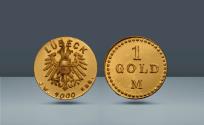 World Coins - GERMANY, Lübeck Stadtwappen. Dies by Josef Wild Nürnberg, 1924, AV 1 Goldmark