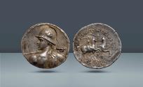 Ancient Coins - BACTRIA, Eukratides I, 170-145 BC. AR Tetradrachm. Ex The Bru Sale 1, 21 November 2012, lot 80. From a private English collection