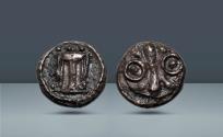 Ancient Coins - BRUTTIUM, Kroton. c. 430-420 BC , AR Diobol. Ex Lockett and Weber Collections and Plate Coin in Both