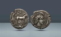 Ancient Coins - Sicily, Syracuse. c. 450-440 BC, AR Tetradrachm. Ex Münzen und Medaillen AG 37, Basel 1968, Lot 106. Bank Leu 25, Zürich 1980, Lot 69