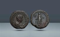 Ancient Coins - Roman Empire, Egypt. Otacilia Severa, wife of Philip I, 244-249 AD. Alexandria, c. 246/7 AD (RY 4 of Philip I), Potin Tetradrachm, 13.83g (24mm, 12h).