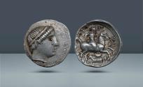 Ancient Coins - Eastern Celtic, Middle Danube. "Patraos" type. Uncertain Tribe, AR Tetradrchm, 10.56g (23.6mm, 3h).