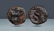 Ancient Coins - Egypt, Alexandria. Julio Claudian Period. Year 2 of an uncertain reign. Alexandria. AE Dichalkon. Ibis and Apis