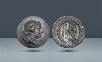 Ancient Coins - Ionia, Magnesia ad Maeandrum. Euphemos, son of Pausanios, "magistrate”, c. 155-140 BC, AR Stephanophoric Tetradrachm. Ex SKA FPL 28 (Apr1979), no. 60; SKA FPL 21 (Dec 1976), 60