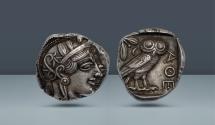 Ancient Coins - ATTICA. Athens. c. 440-404 BC. AR Tetradrachm. From the Mark and Lottie Salton Collection. Ex Salton-Schlessinger FPL 20 (2/1954), lot 8