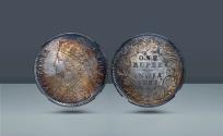 World Coins - British Raj, India. Victoria, 1837-1901. Calcutta, c. 1887 AD, AR Rupee. Encapsulated NGC MS63