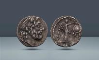 Ancient Coins - Roman Republic, Italy. Cn. Cornelius Lentulus Clodianus. Rome, c. 88 BC, AR Quinarius. From the collection of Carl Subak. Privately purchased from Martinek in August 1979