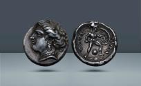 Ancient Coins - Locris, Locris Opuntii. c. 370-360 BC, AR Stater. Ex Glendining 9 March 1931, 1050. J. Védrines 27 March 1990, 42. Gemini XIV, 2018, 162 sale. From the Philip T. Ashton (1934-2017)