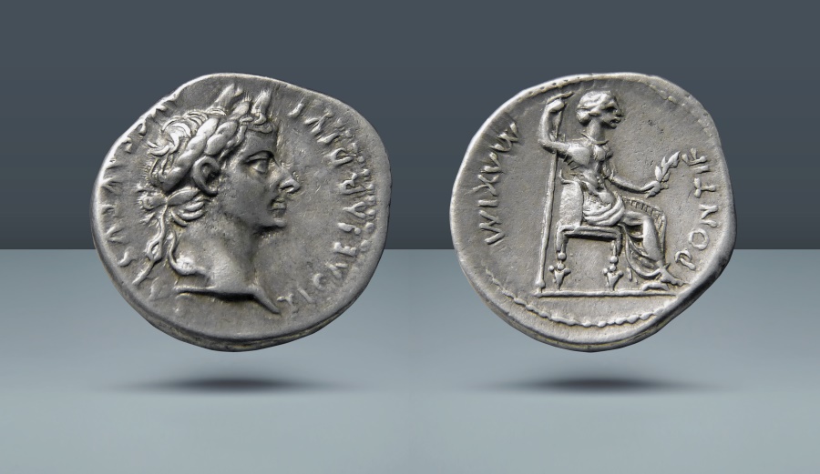 Roman Empire Tiberius 14 37 Ad Rome Ar Denarius Roman Imperial Coins