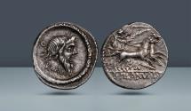 Ancient Coins - ROMAN REPUBLIC. D. Iunius Silanus. Rome, c. 91 BC. AR Denarius. Ex NAC 54, Zürich 2010, lot 199 and Ex Hirsch Nachf. 346, München 2019, lot 2442