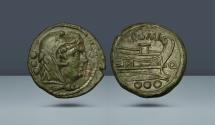 Ancient Coins - ROMAN REPUBLIC, South East Italy. Anonymous, c. 211-210 BC, AE Quadrans.  Ex Schulten sale 29 April 1980, lot 56