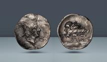 Ancient Coins - ITALY. Latium. Signia. c. 280-275 BC. AR Obol. Head of Silenus and Boar