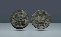 Ancient Coins - Roman Republic, Southeast Italy. Uncertain Mint, c. 211-210 BC, AE Quadrans, 7.36g (21mm, 1h). Pedigree: Privately purchased in New York Inc. 2024 from CNG.