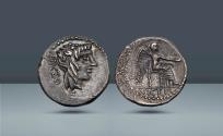 Ancient Coins - Roman Republic, Italy. M. Cato. Rome, c. 89 BC, AR Quinarius. From the collection of Carl Subak