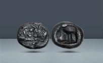 Ancient Coins - Lydia, Sardis. Croesus, 560-546 BC. AR Hemihecte. Ex CNG MBS 112, 2019, lot 290