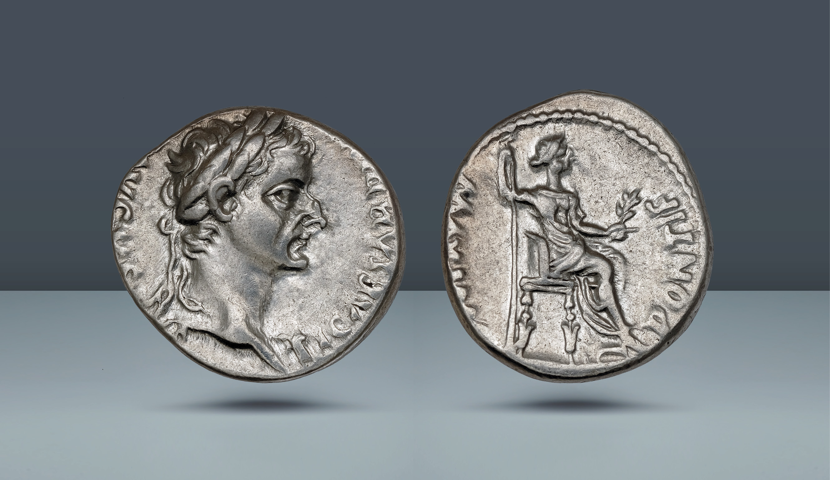 Tiberius. 14-37 AD. Lugdunum. AR Denarius