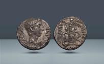 Ancient Coins - Roman Imperatorial, Italy. Octavian, Brundisium or Rome, c. 29-28 BC, AR Quinarius. From the collection of Carl Subak. Privately purchased from David Miller in April 1990