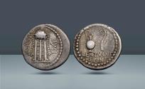 Ancient Coins - Roman Imperatorial, Asia Minor. C. Cassius Longinus, Military mint, probably at Smyrna, Spring 42 BC, AR Denarius. Ex RBW Collection (2016) and Ex Peus 378 (2004)