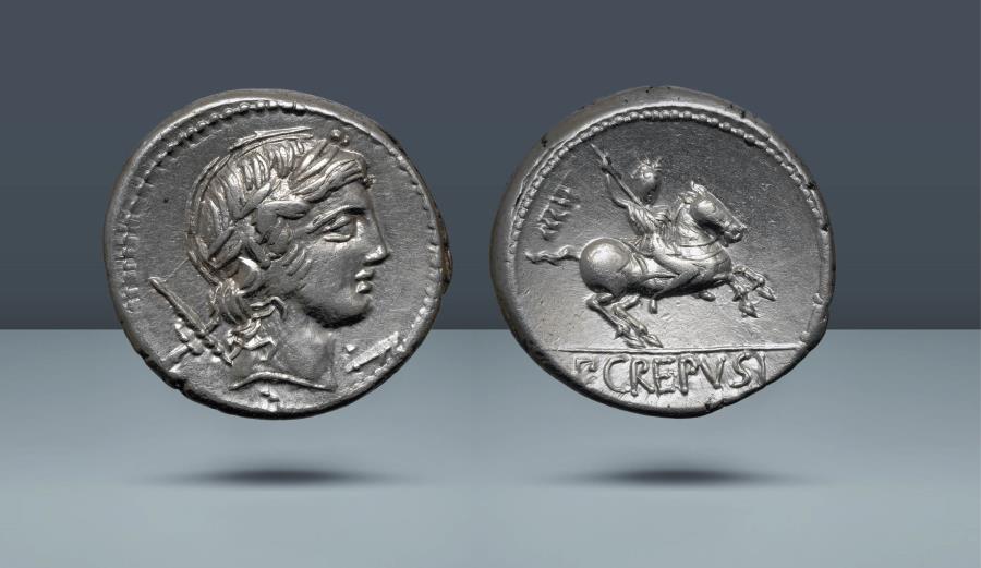 ROMAN REPUBLIC. P. Crepusius. Rome, 82 BC. AR Denarius | Roman ...