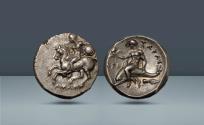 Ancient Coins - Calabria, Tarentum. c. 302-281 BC , AR Nomos. Purchased privately from Harlan J. Berk Ltd. in the early 2000's