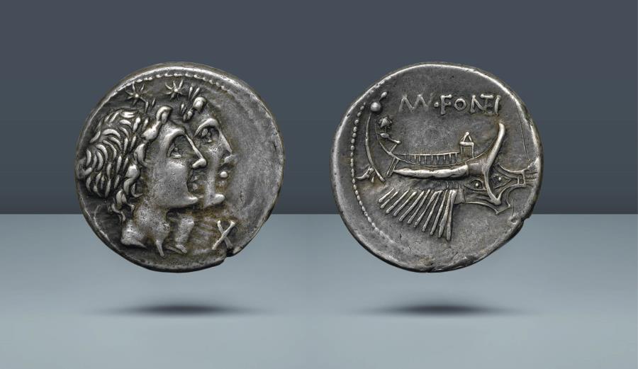 ROMAN REPUBLIC. Mn. Fonteia. Rome, 108/107 BC. AR Denarius. Ex E. J ...