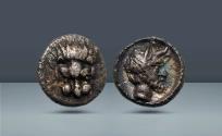 Ancient Coins - Asia Minor, Cilicia. Uncertain mint, c. 380 BC, AR Tetartemorion, 0.19g (6mm, 3h). From the "Collection sans Pareille" of Ancient Greek Fractions, acquired in 1983