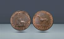 World Coins - Great Britain, London, Hendon. Under George III, 1738-1820 AD. Struck 1794 , AE Half Penny