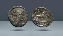 Ancient Coins - ROMAN REPUBLIC. T.Carisius IIIVIR. Rome, 46 BC. AR Denarius. Ex Bank Leu 3 May 1977 (Nicholas), lot 719. Ex Lanz 5 Dec 1983, 396. Ex Leo Benz Collection, Lanz, 23 Nov 1998, 237