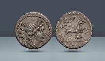 Ancient Coins - Roman Republic, Italy. C. Allius Bala, Rome, c. 92 BC, AR Denarius, 3.82g (16mm, 9h). Ex NAC G, Zürich 1997, lot 1305