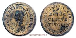 World Coins - Papal States 5 BAIOCCHI ANNO XXIII - 1797 Tivoli VERY RARE (RR) papal coin