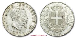 World Coins - Kingdom of Italy Victor Emmanuel II 5 LIRE 1870 Rome SILVER near UNCIRCULATED RARE (R) italian coin