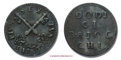 World Coins - PAPAL STATES PIUS VI 12 BAIOCCHI 1793 (FORGERY OF THE PERIOD) VERY RARE (RR) papal coin
