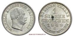 World Coins - William I, German Emperor and King of Prussia 1 SILBERGROSCHEN 1869 C Kleve SILVER 60/70 World coin for sale