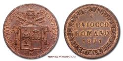 World Coins - Gregory XVI BAIOCCO ROMANO 1831 RED COPPER 64/70 Papal coin for sale